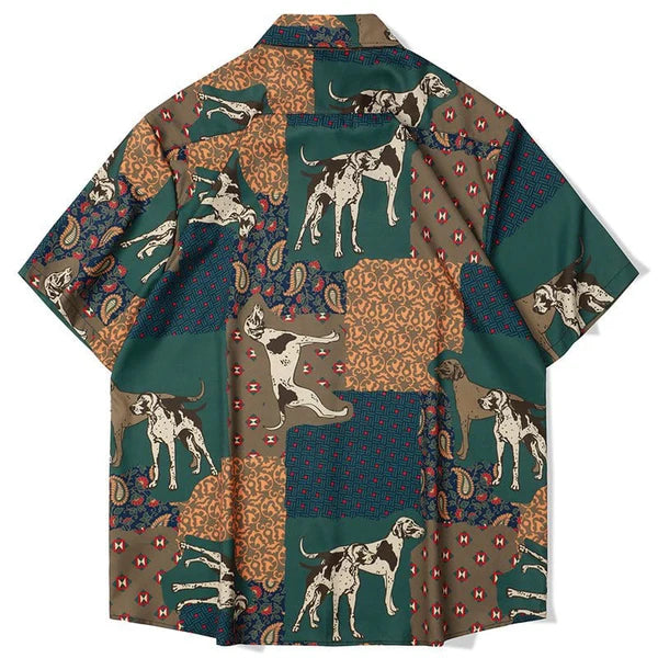 MELTEDSMILE RETRO HAWAIIAN SHIRT SPOTTED DOG