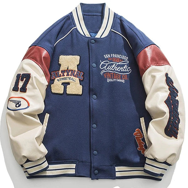 MELTEDSMILE THICKEN VARSITY JACKET EMBROIDERY