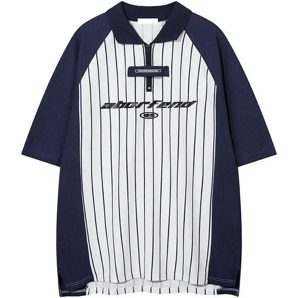 MELTEDSMILE QUARTER ZIP T-SHIRT STRIPED PATTERN