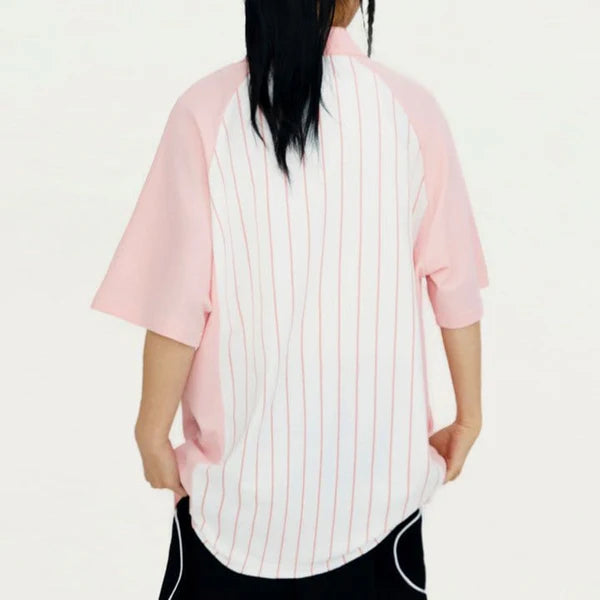 MELTEDSMILE QUARTER ZIP T-SHIRT STRIPED PATTERN