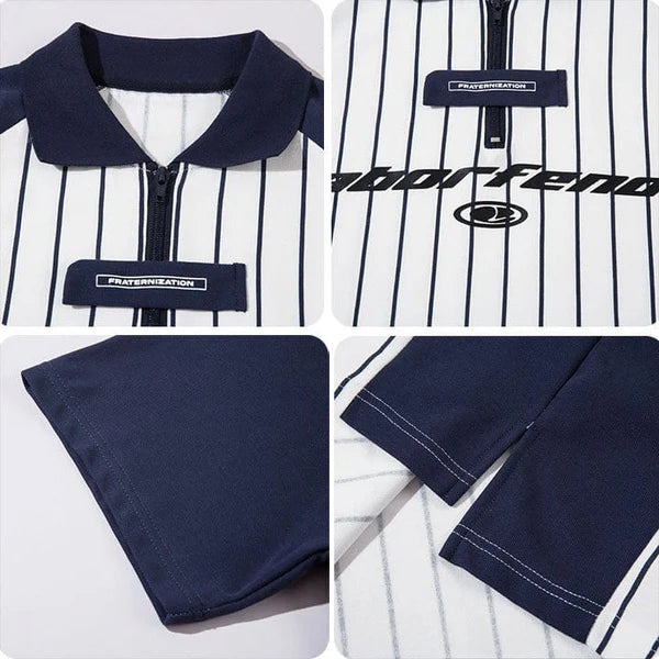 MELTEDSMILE QUARTER ZIP T-SHIRT STRIPED PATTERN