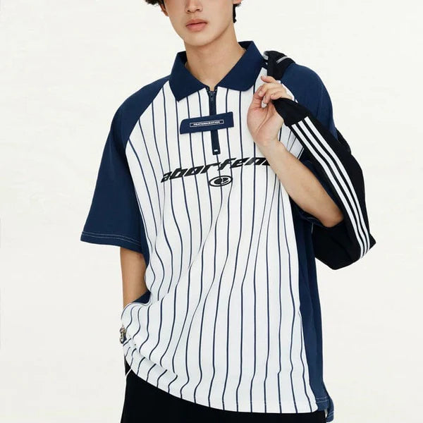 MELTEDSMILE QUARTER ZIP T-SHIRT STRIPED PATTERN