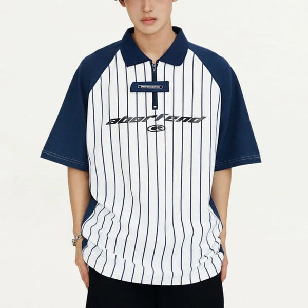 MELTEDSMILE QUARTER ZIP T-SHIRT STRIPED PATTERN