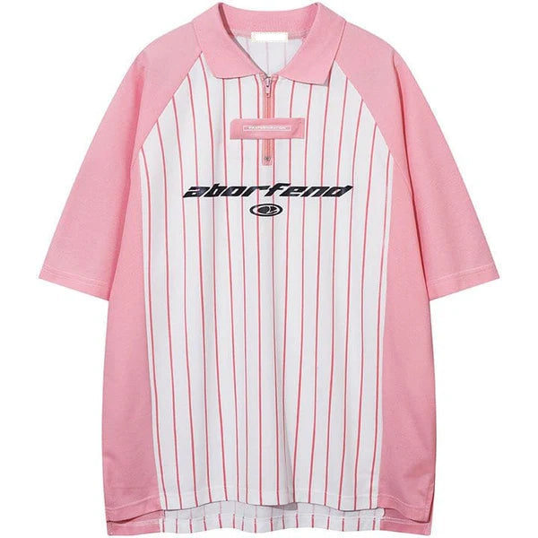 MELTEDSMILE QUARTER ZIP T-SHIRT STRIPED PATTERN