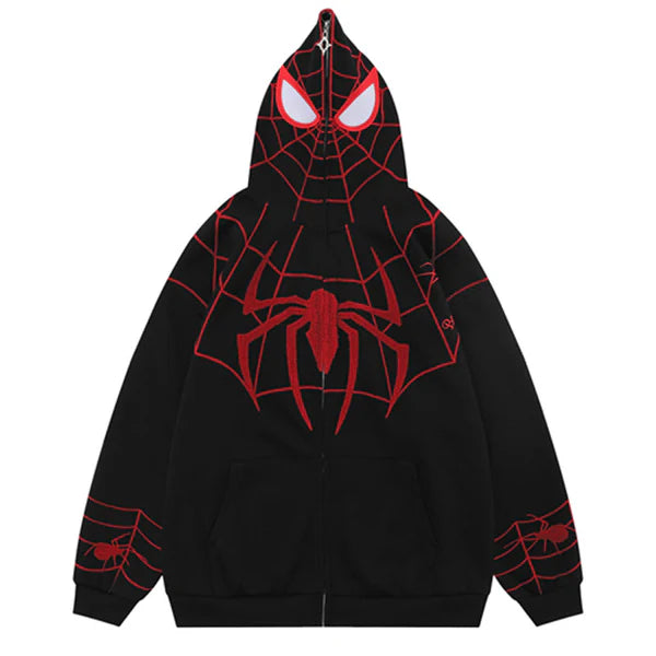 MELTEDSMILE FULL ZIP EMBROIDERY UNISEX SPIDER HOODIE