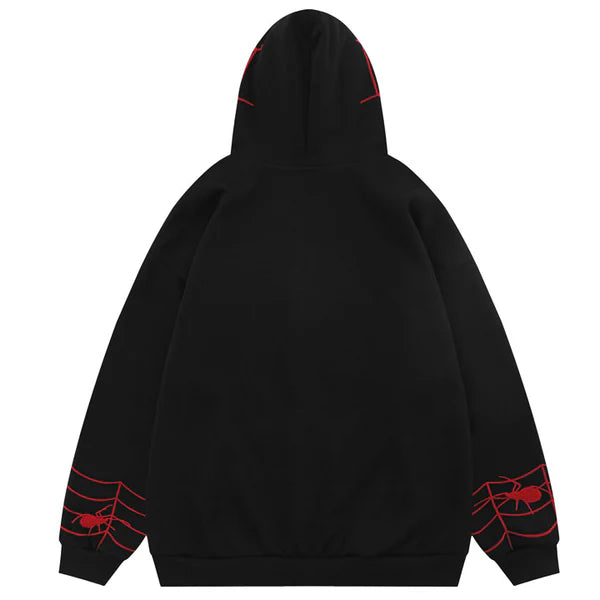 MELTEDSMILE FULL ZIP EMBROIDERY UNISEX SPIDER HOODIE