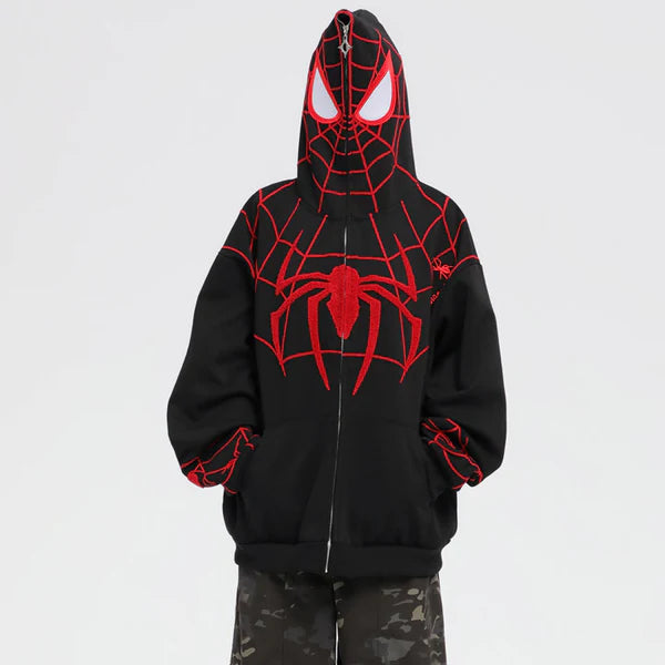 MELTEDSMILE FULL ZIP EMBROIDERY UNISEX SPIDER HOODIE